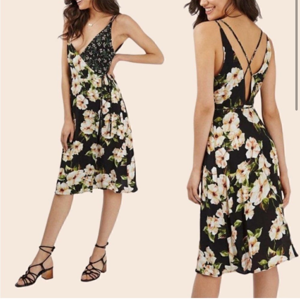 Topshop black and Yellow Sleeveless midi Sundress size 4